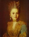 Porträt einer unbekannten Frau in einem blauen Kleid mit gelben
