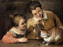 двое детей дразнить кота 1590
