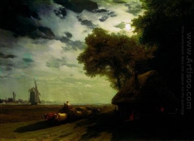 Oekranse Landschap met Chumaks In Het maanlicht 1869