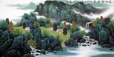 Un pueblo en la montaña - la pintura china