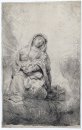 Virgen con el niño en las nubes 1641