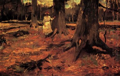 Flicka i vit i träna 1882