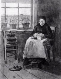 Wanita Di Jendela Knitting 1882