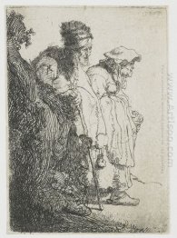 Beggar Man And Woman Behind A Bank