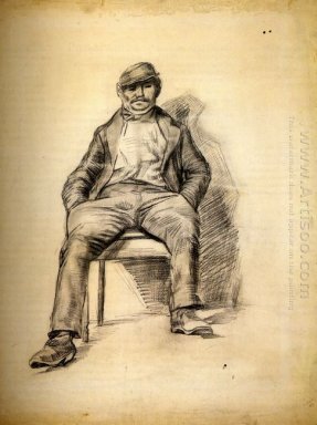 Hombre sentado con un bigote y Cap 1886