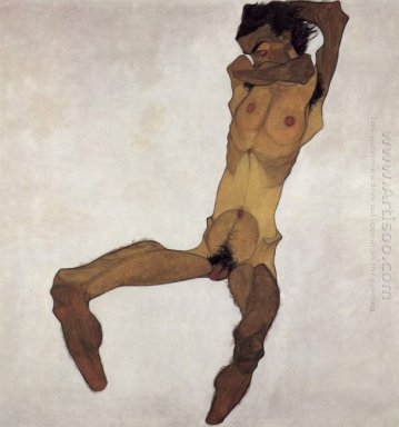seated male nude 1910