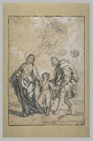 Das Jesuskind zwischen der Jungfrau Maria und St. Joseph
