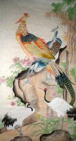 Peacock & Pheasant & Crane - Lukisan Cina