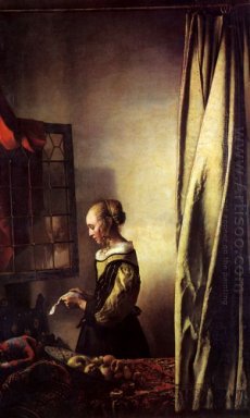 Ragazza che legge una lettera a una finestra aperta 1657