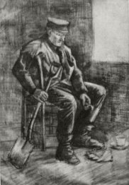 Trabalhador Com Pá sentado perto da janela 1883