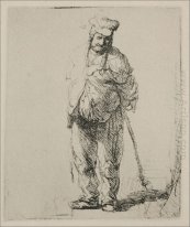 En Ragged Peasant med händerna bakom honom 1635