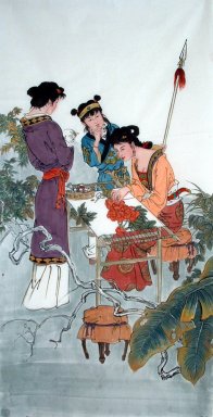 Bella dama, Bordado - la pintura china