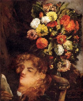 Huvud av en kvinna med blommor 1871