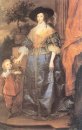 reina Henrietta Maria y su sir enano Jeffrey el Hudson 1633