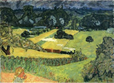 Landskap med Freight Train 1909