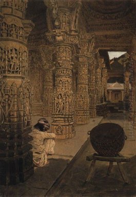 De zuilengalerij In De Jain Tempel in Mount Abu \'S Avonds 187
