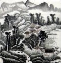 Gebouw, Bomen - Chinees schilderij