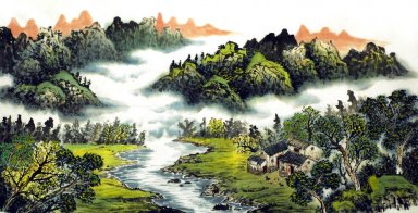 Montanhas e água - pintura chinesa