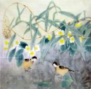 Peinture chinoise - Oiseaux-jaune fleu