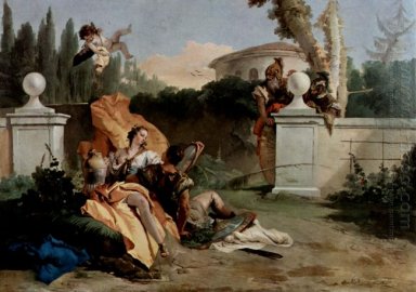 Rinaldo en Armida zijn verrast door Ubaldo en Carlo 1755