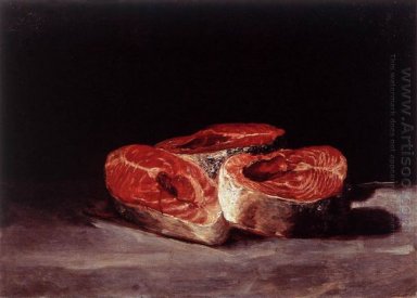 Stillleben Drei Lachssteaks 1812