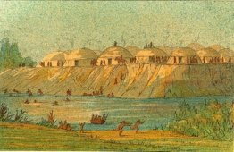 A aldeia da tribo Hidatsa em Knife River