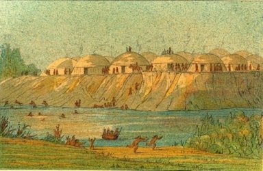Un village de la tribu Hidatsa dans Knife River