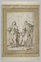 Das Jesuskind zwischen der Jungfrau Maria und St. Joseph ein