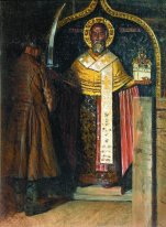 The Icon Of St Nicholas Dengan Headwater Pinega 1894