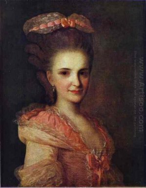 Portret van een onbekende dame in een roze jurk