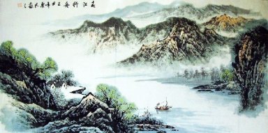 Landscape Dengan Sungai - Lukisan Cina