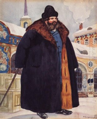 Un commerciante in cappotto di pelliccia 1920