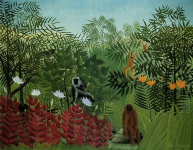 Tropical Forest Dengan Apes Dan Snake 1910