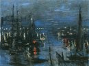 O porto de Le Havre efeito da noite