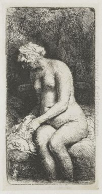 Assis Femme Nue Femme se baignant ses pieds à une Brook 1658