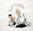 Vieil homme, enfants - peinture chinoise