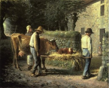 Campesinos Traer a casa un ternero nacido en los campos 1864