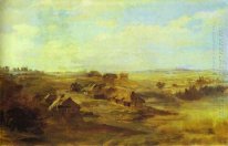 Paisagem com Camponesas S Huts e lagoa Perto St Petersburg 1871