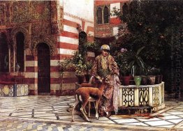 Flicka i en morisk Courtyard