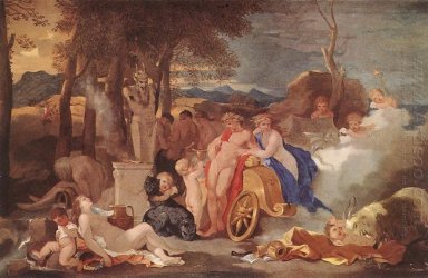 Bacchus en Ceres met Nimfen en Satyrs