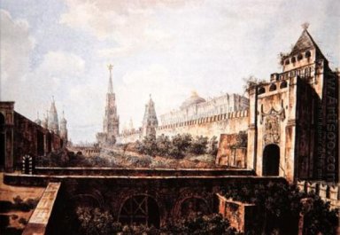 Toon van Nikolskaya tower en hekken van het Moskouse Kremlin en