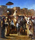Muley Abd Ar Rhaman del sultán de Marruecos saliendo de su palac