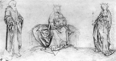 Sentado Maria com o St Jude Thaddeus E St Ursula
