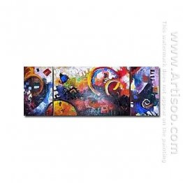 Hand-Dicat Lukisan Abstrak Oil - Set 3