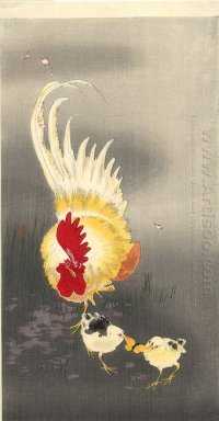 Rooster and chicks
