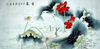 Crane - Lotus - pintura china