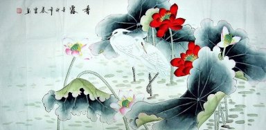 Crane - Lotus - Chinesische Malerei