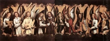 Cinq anges jouant des instruments de musique panneau de gauche à
