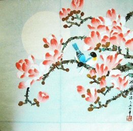 Oiseaux et fleurs - Peinture Chiense