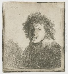 Auto-retrato de boca aberta 1630